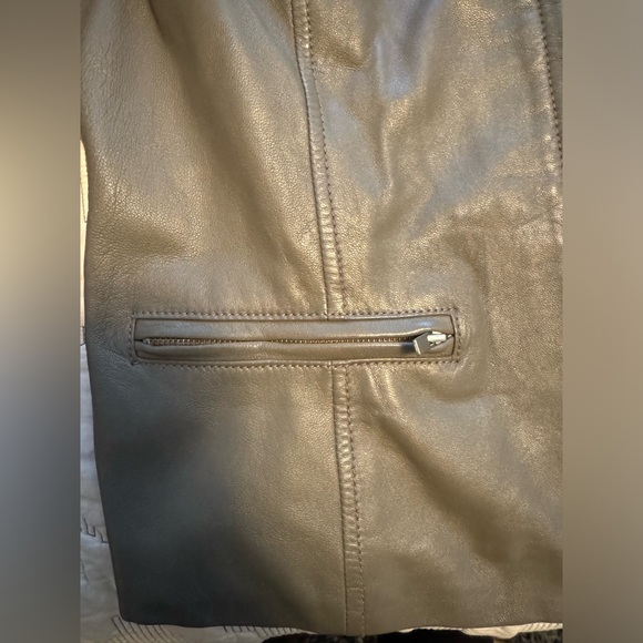 Banana Republic Lamb Leather Grey Moto Leather Jacket - Picture 11 of 15